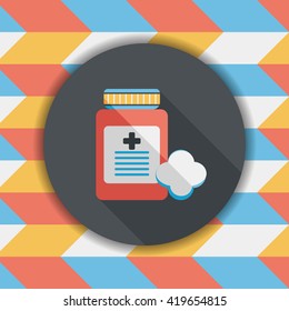 Medical Bottle flat icon with long shadow