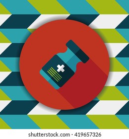 Medical Bottle flat icon with long shadow