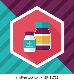 Medical Bottle flat icon with long shadow,eps10