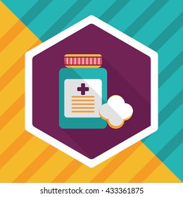 Medical Bottle flat icon with long shadow