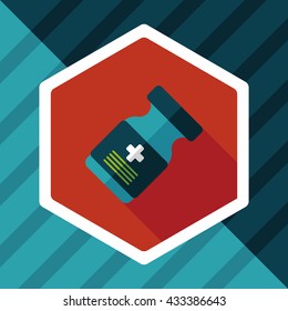 Medical Bottle flat icon with long shadow
