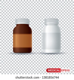 Medical bottle glass isolated on transparent background