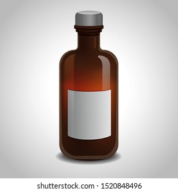 Medical bottle glass. Vector packaging mockup with realistic pharmacy bottle