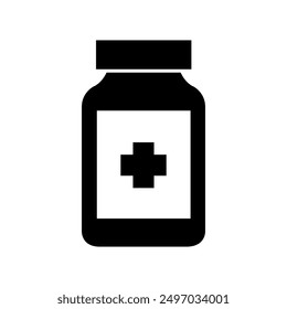 Medical bottle icon illustrated on background