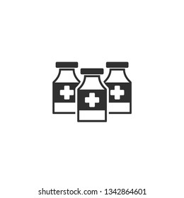 Medical bottle icon in simple design. Vector illustration.