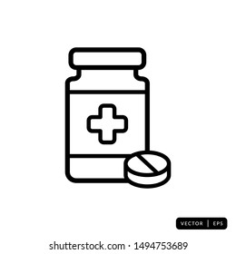 Medical Bottle Icon Vector - Sign or Symbol 