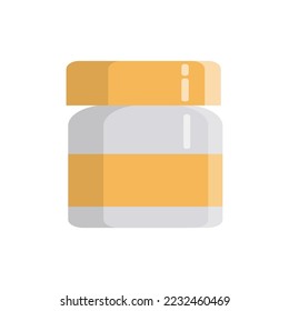 Medical bottle with label. Flat vector illustration.