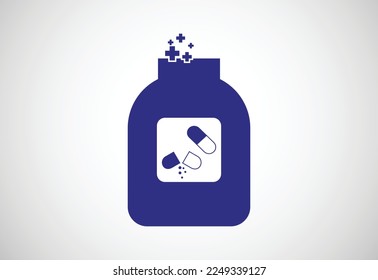 Medical bottle logo design, Vector design template