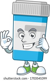 Medical bottle mascot cartoon design make a call gesture