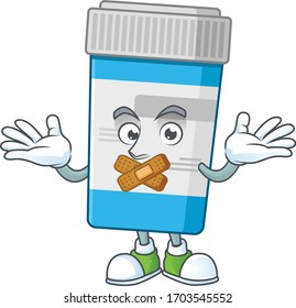 Medical bottle mascot cartoon design with quiet finger gesture