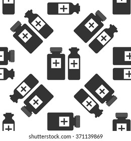 Medical bottles icon seamless pattern on white background. Vector Illustration