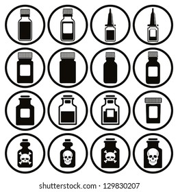 Medical bottles icon set, vector.