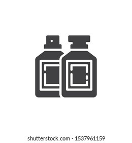 Medical bottles vector icon. filled flat sign for mobile concept and web design. Medicine spray bottles glyph icon. Symbol, logo illustration. Vector graphics