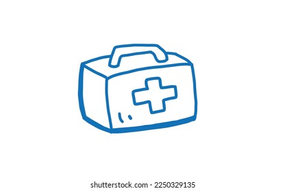 Medical box Doodle art illustration with black and white style.