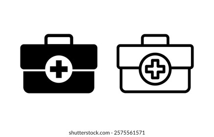 Medical box icon logo design. Medical suitcase sign and symbol. First aid icon