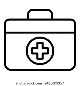 Icono de caja médica en Diseño gráfico de Ilustración vectorial de estilo de línea delgada 