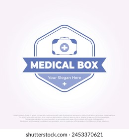 emblema del Vector de la Plantilla del diseño del icono del logotipo de la caja médica