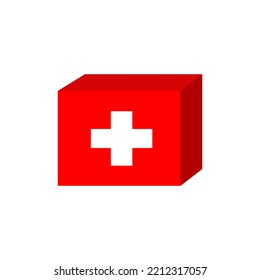 medical box. A red box with a white cross. First aid kit Stock vector