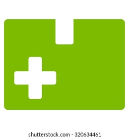 Medical Box vector icon. Style is flat symbol, eco green color, rounded angles, white background.