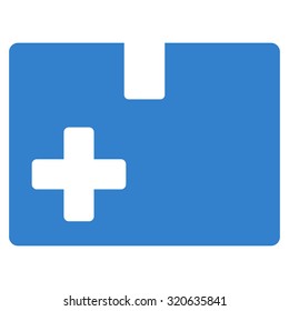 Medical Box vector icon. Style is flat symbol, cobalt color, rounded angles, white background.