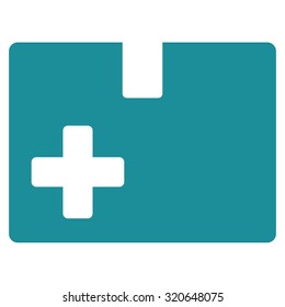 Medical Box vector icon. Style is flat symbol, soft blue color, rounded angles, white background.