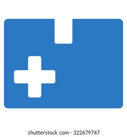 Medical Box vector icon. Style is flat symbol, smooth blue color, rounded angles, white background.