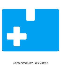 Medical Box vector icon. Style is flat symbol, blue color, rounded angles, white background.
