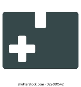 Medical Box vector icon. Style is flat symbol, soft blue color, rounded angles, white background.