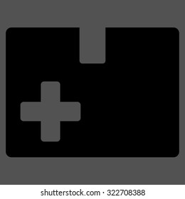 Medical Box vector icon. Style is flat symbol, black color, rounded angles, gray background.