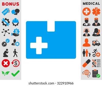 Medical Box vector icon. Style is bicolor flat symbol, blue and gray colors, rounded angles, white background.