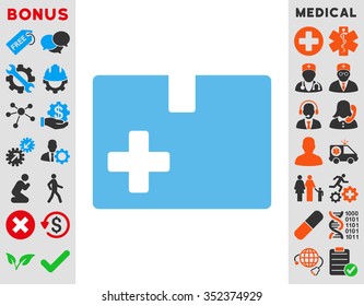 Medical Box vector icon. Style is flat symbol, blue color, rounded angles, white background.