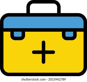 medical box vector line colour icon