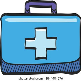 Medical briefcase color sketch icon
