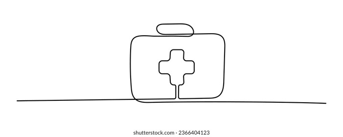 Medical Briefcase drawing by continuous line, thin line design vector illustration