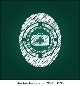 medical briefcase icon drawn with chalkboard texture