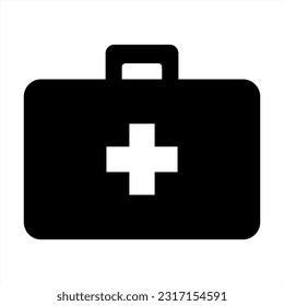 Icono del maletín médico. Símbolo y símbolo del icono de la caja de primeros auxilios. Icono del kit de primeros auxilios. Icono de la bolsa de primeros auxilios. Ilustración vectorial.