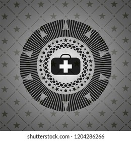 medical briefcase icon inside black emblem