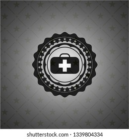 medical briefcase icon inside black emblem. Vintage.