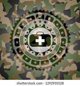 medical briefcase icon inside camo texture
