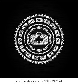 medical briefcase icon inside chalk emblem