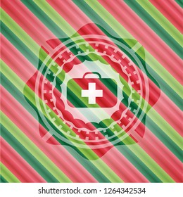 medical briefcase icon inside christmas badge background.