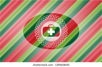 medical briefcase icon inside christmas badge.