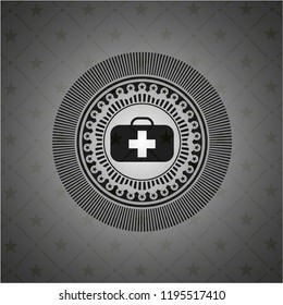 medical briefcase icon inside dark emblem