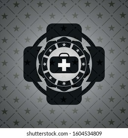 medical briefcase icon inside dark badge or emblem