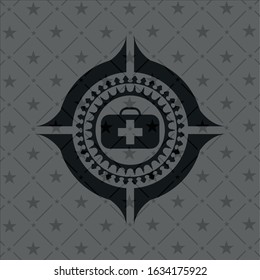 medical briefcase icon inside dark emblem