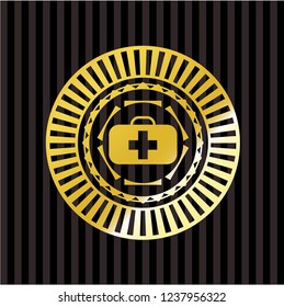 medical briefcase icon inside gold badge