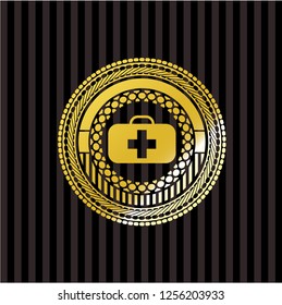 medical briefcase icon inside gold badge or emblem