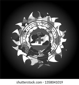 medical briefcase icon inside grey camo texture