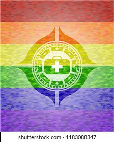 medical briefcase icon inside lgbt colors emblem 