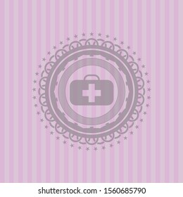 medical briefcase icon inside pink emblem